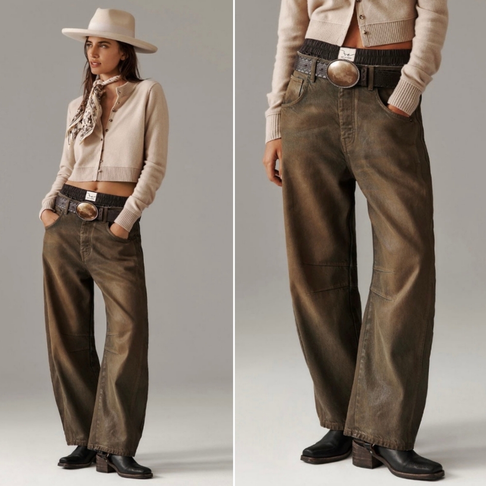 🆕️ Free People Good Luck Coated Barrel Jeans - Picture 14 of 14
